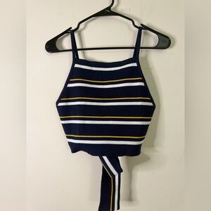 L.A Hearts Women’s Striped Navy Blue and Yellow Women's Top